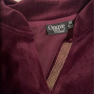 Velvet lounge outfit. New with tags Sixe 3X, wine color.